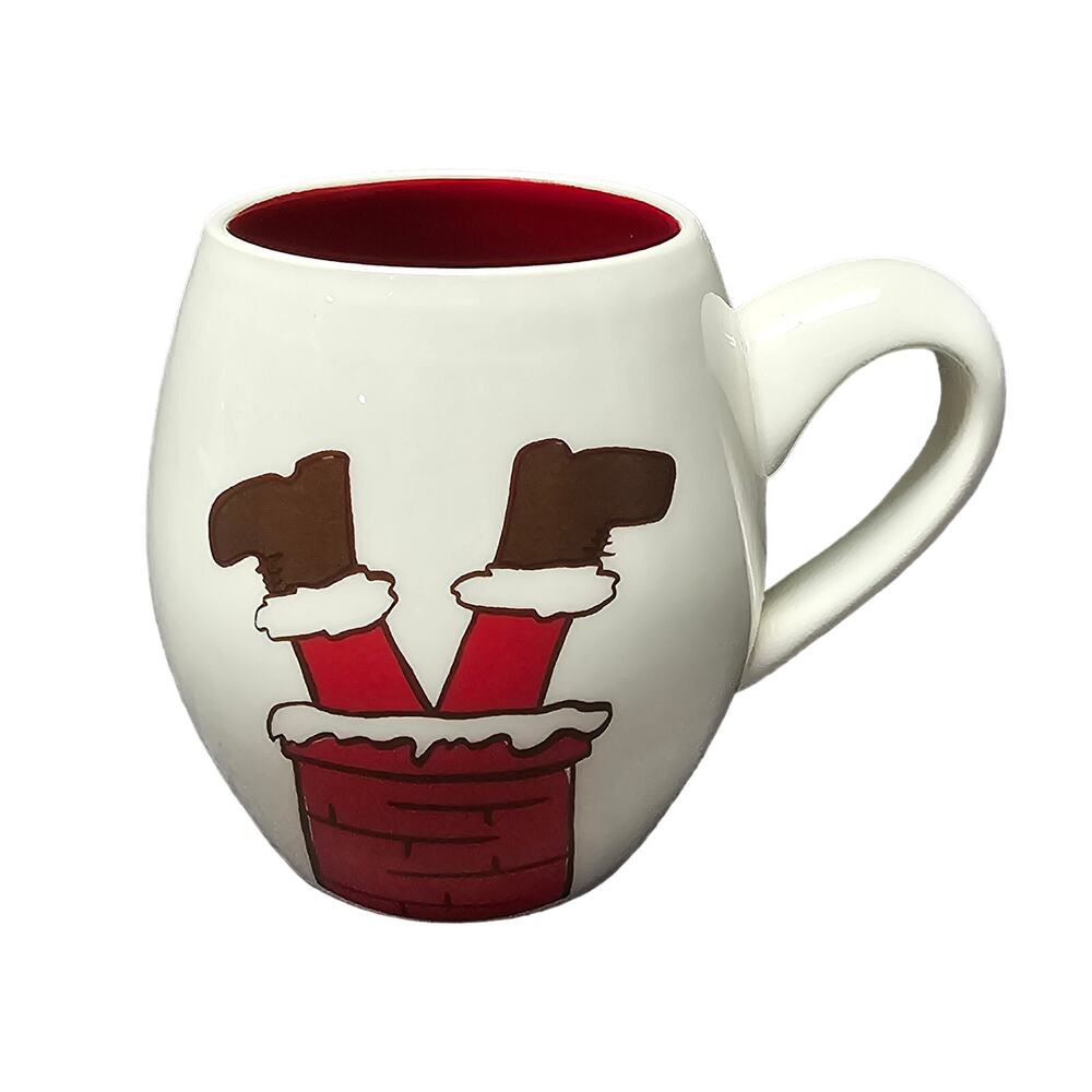 Magenta Santa Claus Down The Chimney Christmas Ceramic Coffee Mug Cup 20 oz